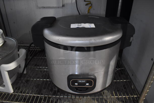 Aroma Chrome Finish Countertop Rice Cooker. 19x16x14. Tested and Working!