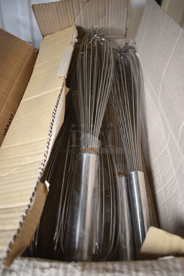 8 BRAND NEW IN BOX! Update Stainless Steel Whisks. 17.5