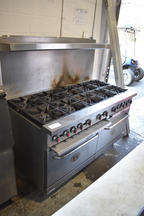 CPG 351S60N Stainless Steel Commercial Natural Gas Powered 10 Burner Range w/ 2 Ovens, Over Shelf and Back Splash. 360,000 BTU. 60x33x61 - Image 2 of 7