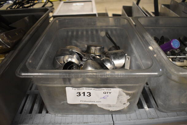 ALL ONE MONEY! Lot of Various Metal Dry Measuring Cups in Clear Poly Bin! 10.5x13x6 - Image 4 of 4