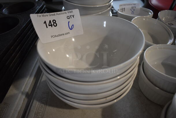 6 White Ceramic Bowls. 6.25x6.25x2.75. 6 Times Your Bid!