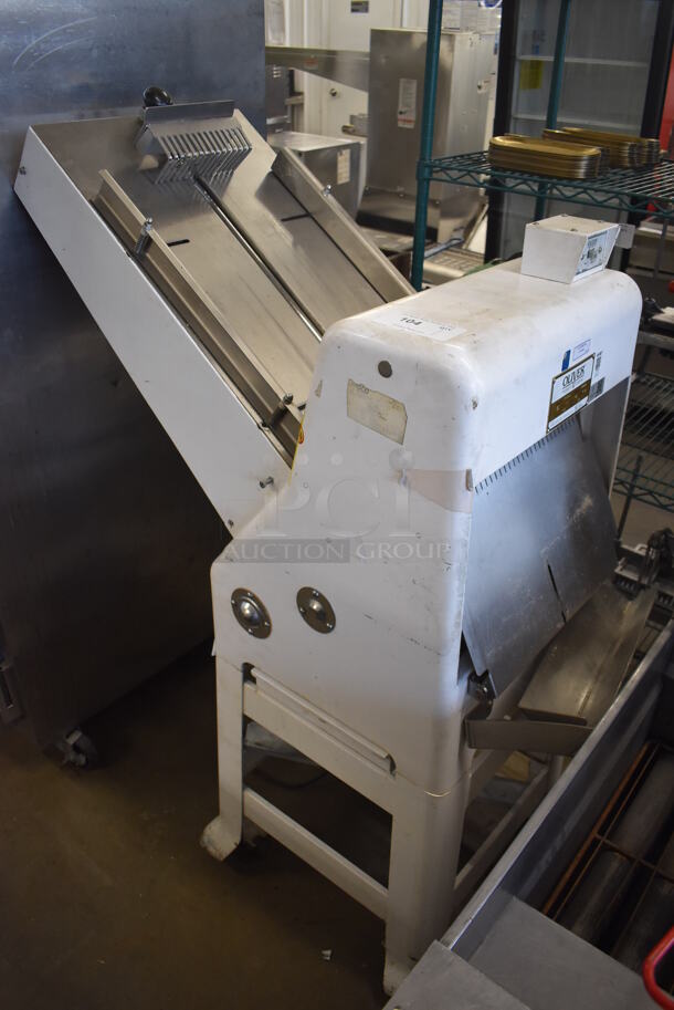 Oliver 797-32-NC Metal Commercial Floor Style Bread Loaf Slicer on Commercial Casters. 115 Volts, 1 Phase. 20x46x57. Tested and Working! - Image 1 of 8