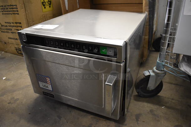 BRAND NEW IN BOX! 2022 Amana HDC18SD2 Stainless Steel Commercial Countertop Heavy Duty Microwave Oven with Solid Door. 208/240 Volts, 1 Phase. 17x21x14. Tested and Working! - Image 3 of 8