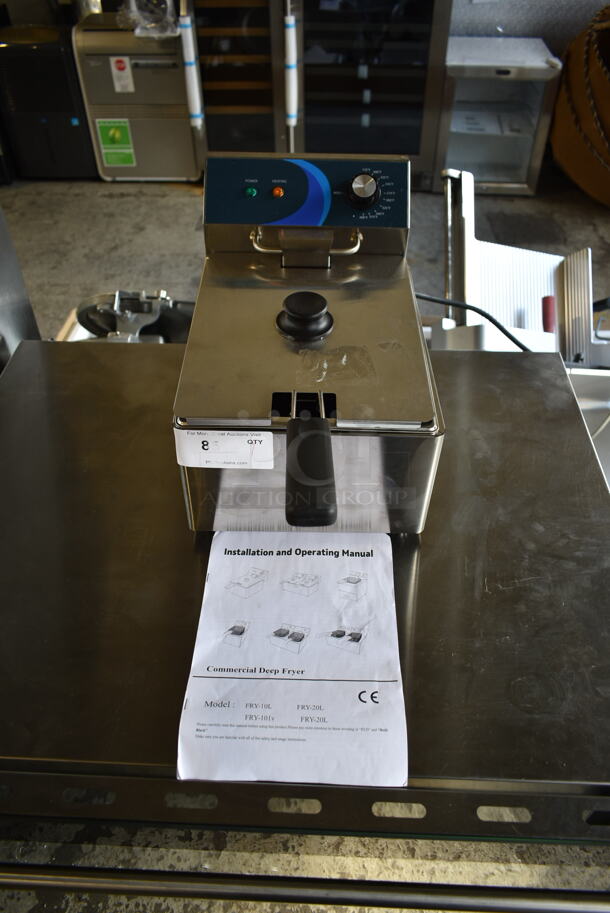 BRAND NEW SCRATCH AND DENT! 2023 Hoocoo FRY-10L Stainless Steel Commercial Countertop Electric Powered Fryer w/ Lid and Fry Basket. 120 Volts, 1 Phase. - Image 1 of 7