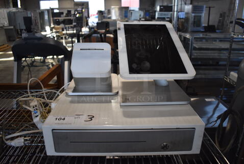 ALL ONE MONEY! Lot of Clover C500 14" POS Monitor, Clover P550 Metal Countertop Receipt Printer and Clover Metal Cash Drawer.