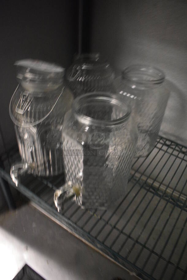 4 Various Glass Beverage Jar Dispensers. Missing 3 Lids. Includes 6x9x10. 4 Times Your Bid! (kitchen) - Image 2 of 3