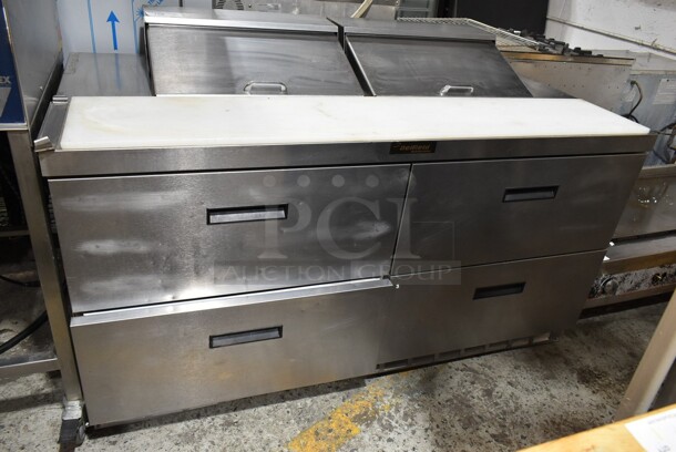 Delfield UCD4464N-12-DD5 Stainless Steel Commercial Sandwich Salad Prep Table Bain Marie Mega Top w/4 Drawers. 115 Volts, 1 Phase. Tested and Powers On But Does Not Get Cold

