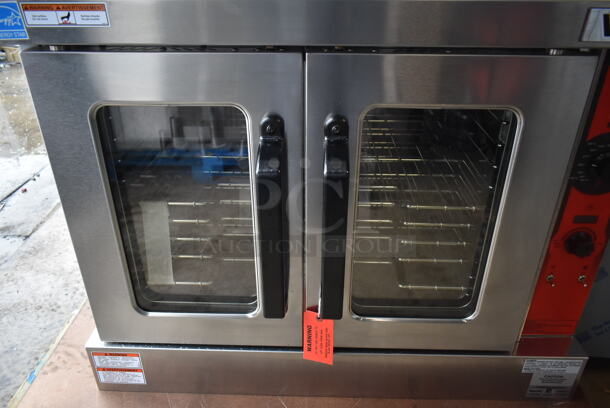 BRAND NEW SCRATCH AND DENT! Vulcan VC5GD-11D1Z Commercial Stainless Steel Natural Gas Powered Full Size Convection Oven w/ View Through Doors, Metal Oven Racks and Thermostatic Controls. Does Not Come w/ Legs. - Image 3 of 7