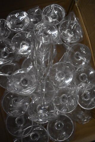 ALL ONE MONEY! Lot of 24 Clear Poly Champagne Flute Glasses. 2.5x2.5x8