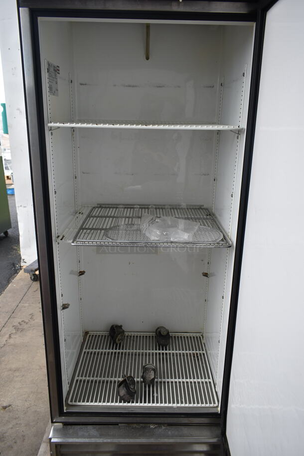 True T-19 Stainless Steel Commercial Single Door Reach In Cooler w/ Poly Coated Racks and Commercial Casters. 115 Volts, 1 Phase. Tested and Powers On But Does Not Get Cold - Image 6 of 8
