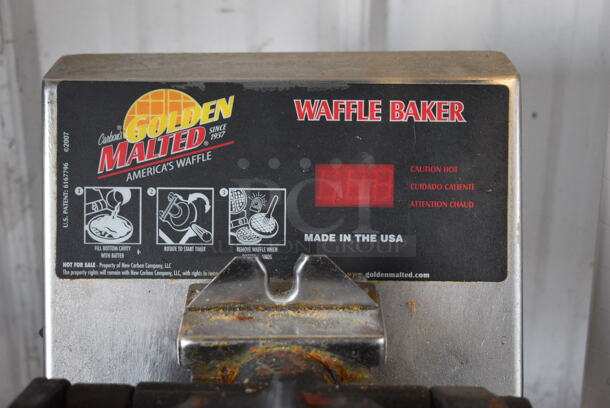 Stainless Steel Commercial Countertop Waffle Machine w/ 10 Metal Waffle Maker Inserts. 12x25x13. Tested and Working! - Image 3 of 5