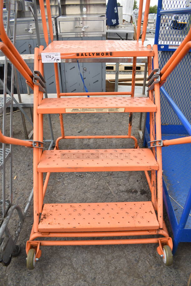 Ballymore Orange Metal Portable Ladder on Commercial Casters.  - Image 2 of 4