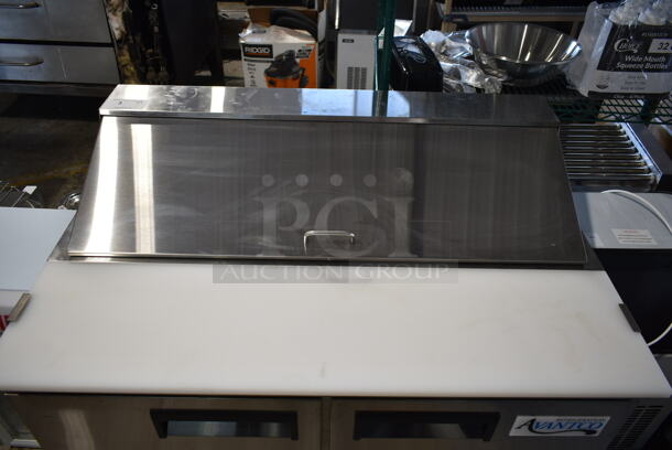 2022 Avantco 178APT48HC Stainless Steel Commercial Sandwich Salad Prep Table Bain Marie Mega Top on Commercial Casters. 115 Volts, 1 Phase. Tested and Working! - Image 4 of 11