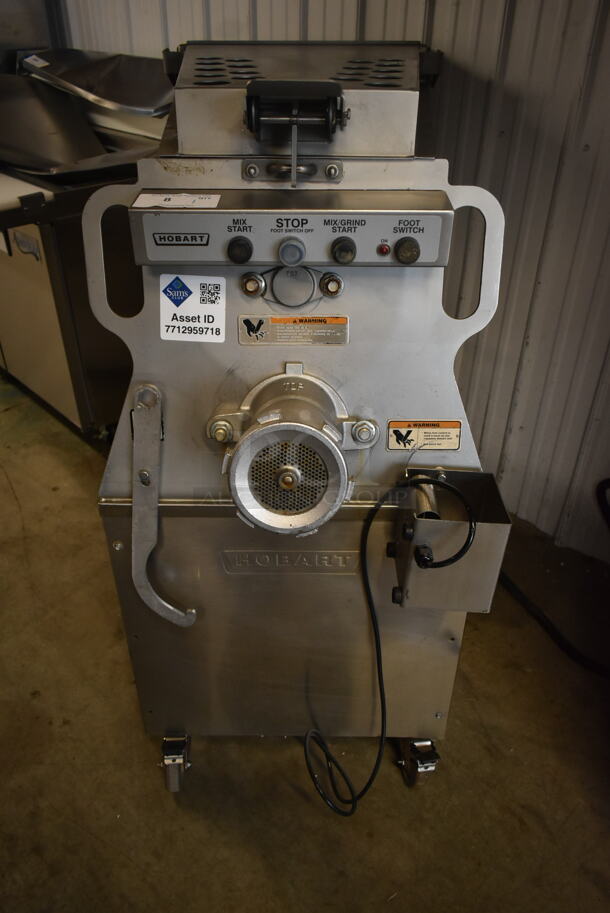 2021 Hobart MG2032 Metal Commercial Floor Style Electric Powered Meat Mixer Grinder w/ Foot Pedal on Commercial Casters. 208 Volts, 3 Phase. - Image 2 of 10