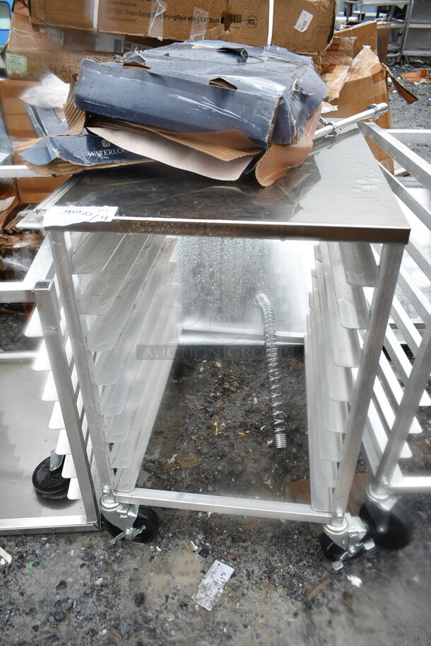 BRAND NEW SCRATCH AND DENT! Regency 600UPR8WTELS 8 Pan End Load Aluminum Undercounter Bun / Sheet Pan Rack with Stainless Steel Top and Side Channel - Image 2 of 7