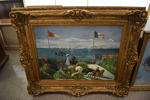 Framed Canvas Painting Reproduction of Garden at Sainte-Adresse by Claude Monet From Art Dealer Ed Mero!