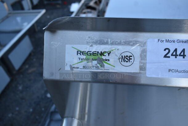 BRAND NEW SCRATCH AND DENT! Regency 600DDT36L Stainless Steel Commercial Left Side Dirty Side Dishwasher Table.  - Image 4 of 5
