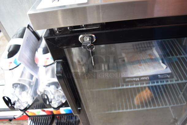 LIKE NEW! Avantco 178UBB1GHC Metal Commercial Single Door Back Bar Cooler Merchandiser on Commercial Casters. Unit Was Used a Few Times at a Trade Show as a Demonstration.  115 Volts, 1 Phase. 24x30.5x39. Tested and Working! - Image 4 of 8