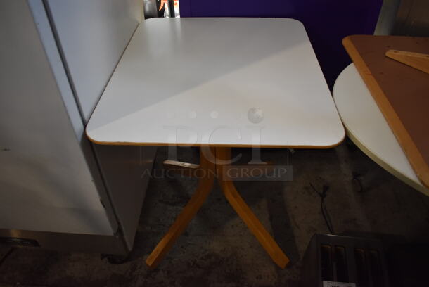 2 White Wood Pattern Tables. 2 Times Your Bid! - Image 1 of 3