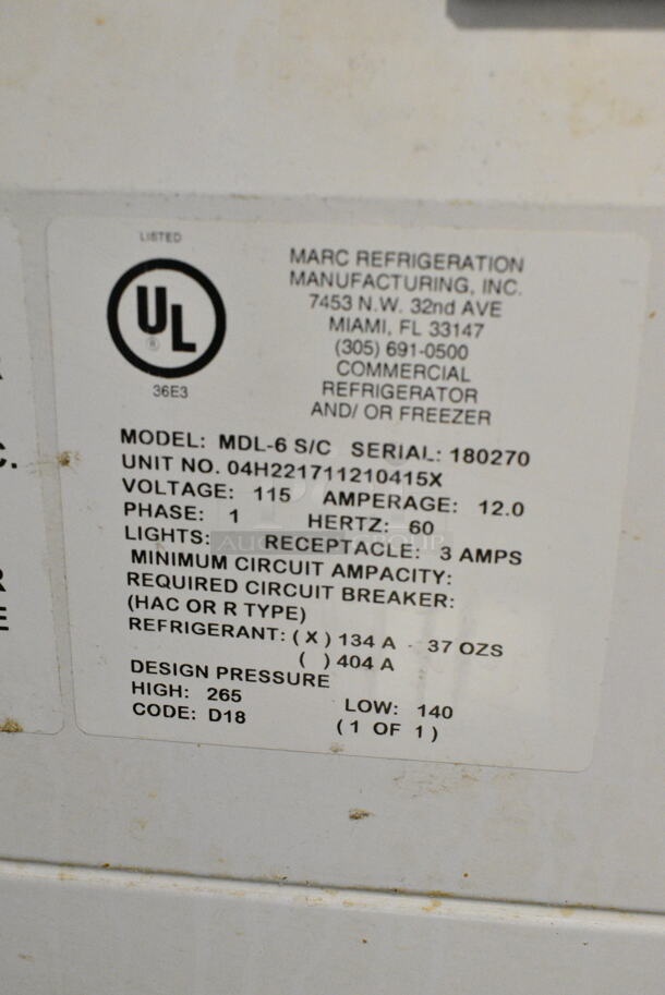 Marc MDL-6 S/C Metal Commercial Floor Style Deli Display Case Merchandiser. 115 Volts, 1 Phase. Tested and Working! - Image 10 of 10