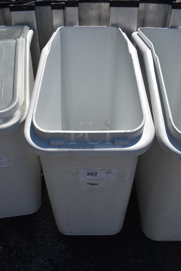 White Poly Ingredient Bin on Commercial Casters. 13x30x28