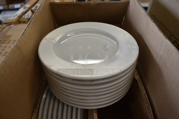 108 BRAND NEW IN BOX! Tuxton ALA-062 White Ceramic Plates. 6.25x6.25x1. 108 Times Your Bid!