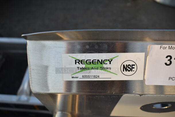 BRAND NEW SCRATCH AND DENT! Regency 600S11824 23" 16 Gauge Stainless Steel One Compartment Commercial Sink with Stainless Steel Legs and Cross Bracing - 18" x 24" x 14" Bowl - Image 7 of 7