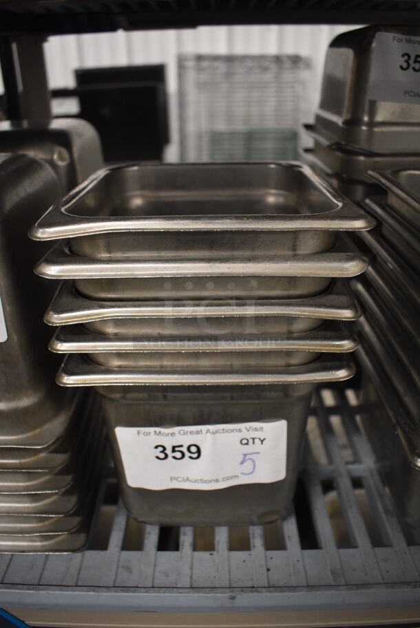 5 Stainless Steel 1/6 Size Drop In Bins. 1/6x6. 5 Times Your Bid!
