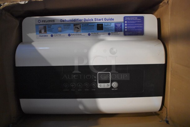 IN ORIGINAL BOX! Pelonis PAD40C1AWT ENERGY STAR 40 Pint Dehumidifier. 120 Volts, 1 Phase. 15x10.5x19