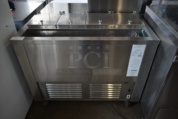 C. Nelson BD2345-RB Stainless Steel  Commercial Ice Cream Dessert Freezer Chest w/ 4 Lids on Commercial Casters. 115 Volts, 1 Phase. Tested and Working!