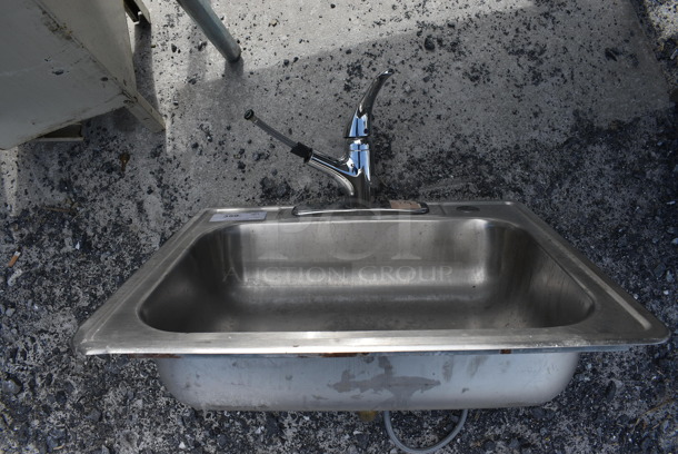 Stainless Steel Single Bay Drop In Sink w/ Handle. 25x22x18