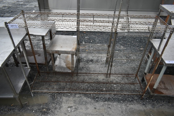 Chrome Finish 2 Tier Wire Shelving Unit. BUYER MUST DISMANTLE. PCI CANNOT DISMANTLE FOR SHIPPING. PLEASE CONSIDER FREIGHT CHARGES. - Image 2 of 2