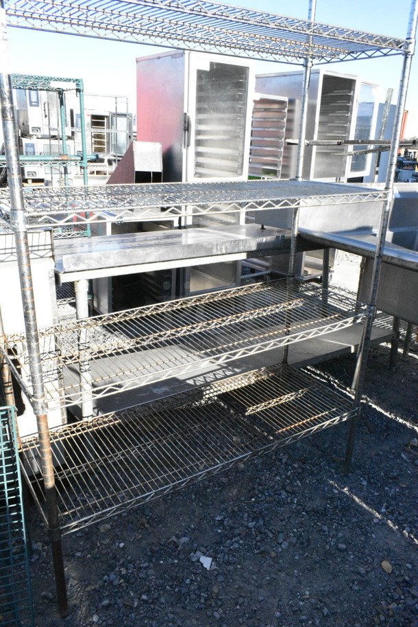 Chrome Finish 4 Tier Wire Shelving Unit. BUYER MUST DISMANTLE. PCI CANNOT DISMANTLE FOR SHIPPING. PLEASE CONSIDER FREIGHT CHARGES.  - Image 2 of 2