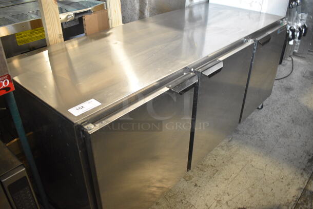 Beverage Air Model UCR72AY-23 Stainless Steel Commercial 3 Door Undercounter Cooler on Commercial Casters. 115 Volts, 1 Phase. 72x30.5x31.5. Tested and Powers On But Does Not Get Cold - Image 2 of 7