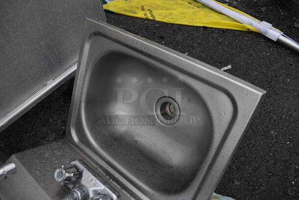 Stainless Steel Commercial Single Bay Wall Mount Sink w/ Faucet and Handles. 15.5x15.5x20 - Image 4 of 4
