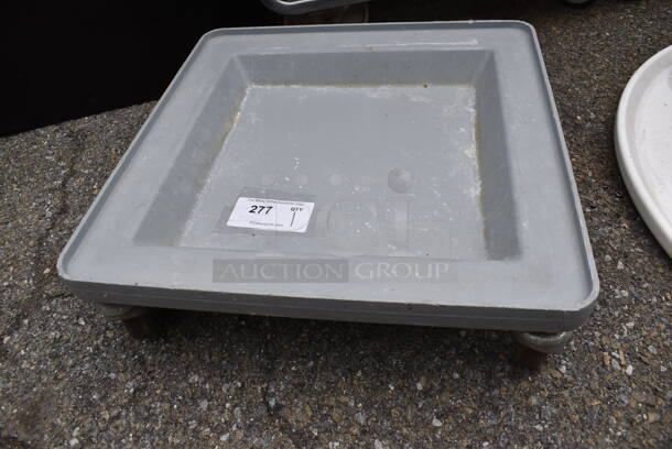 Gray Poly Dish Caddies on Commercial Casters. 21.5x21.5x7