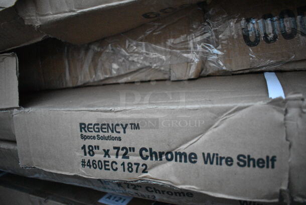 3 BRAND NEW SCRATCH AND DENT! Regency 460EC1872 18" x 72" NSF Chrome Wire Shelf. 3 Times Your Bid! May Be Missing Pieces.  - Image 3 of 5