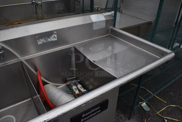Stainless Steel 3 Bay Sink w/ Right Side Drainboard and Handles. 69x27x43. Bays 16x22x14. Drainboard 16x23x2 - Image 5 of 5