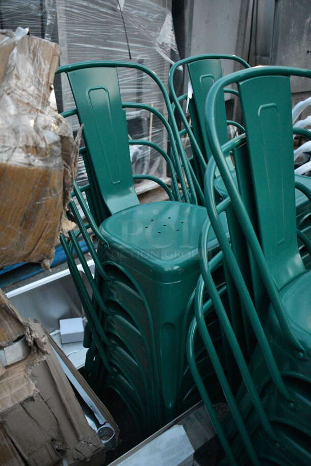 21 BRAND NEW SCRATCH AND DENT! Green Metal Tolix Style Chairs. 12 Times Your Bid!  - Image 3 of 7