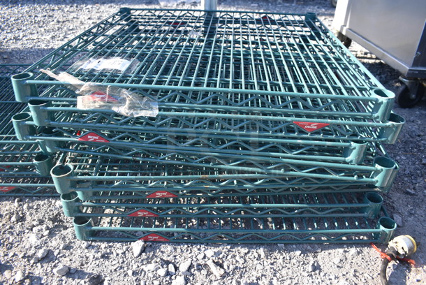 ALL ONE MONEY! Lot of 8 Metro Green Finish Wire Shelves. 24x24x1.5 - Image 3 of 3