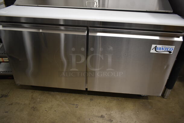 BRAND NEW SCRATCH AND DENT! 2022 Avantco 178SSPT60HC Stainless Steel Commercial Sandwich Salad Prep Table Bain Marie Mega Top on Commercial Casters. 115 Volts, 1 Phase. Tested and Working! - Image 3 of 9
