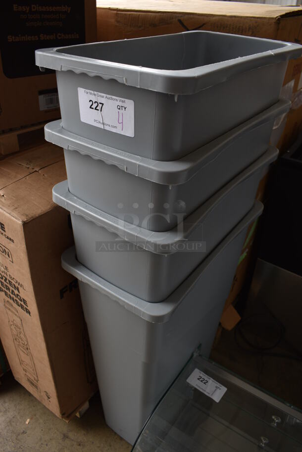 4 BRAND NEW! Gray Poly Slim Jim Trash Cans. 11x20x30. 4 Times Your Bid! - Image 2 of 2