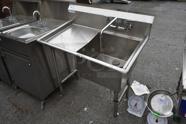 Stainless Steel Commercial Single Bay Sink w/ Left Side Drain Board, Faucet and Handles. Bay 18x18x. Drain Board 16x20 - Image 2 of 5