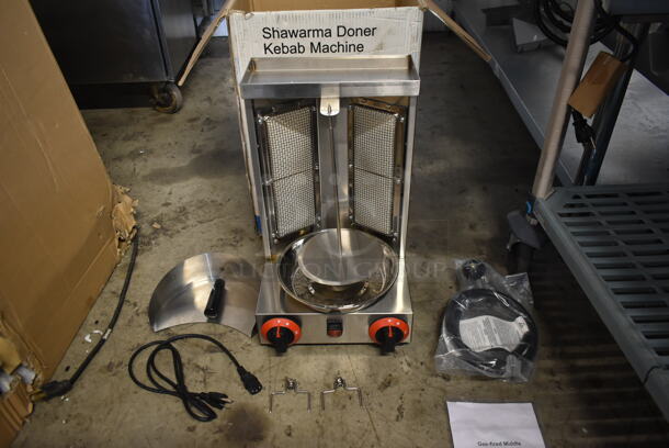 BRAND NEW SCRATCH AND DENT! 2022 GB-25A Stainless Steel Commercial Countertop Propane Gas Powered Gyro Shawarma Machine.  - Image 1 of 11