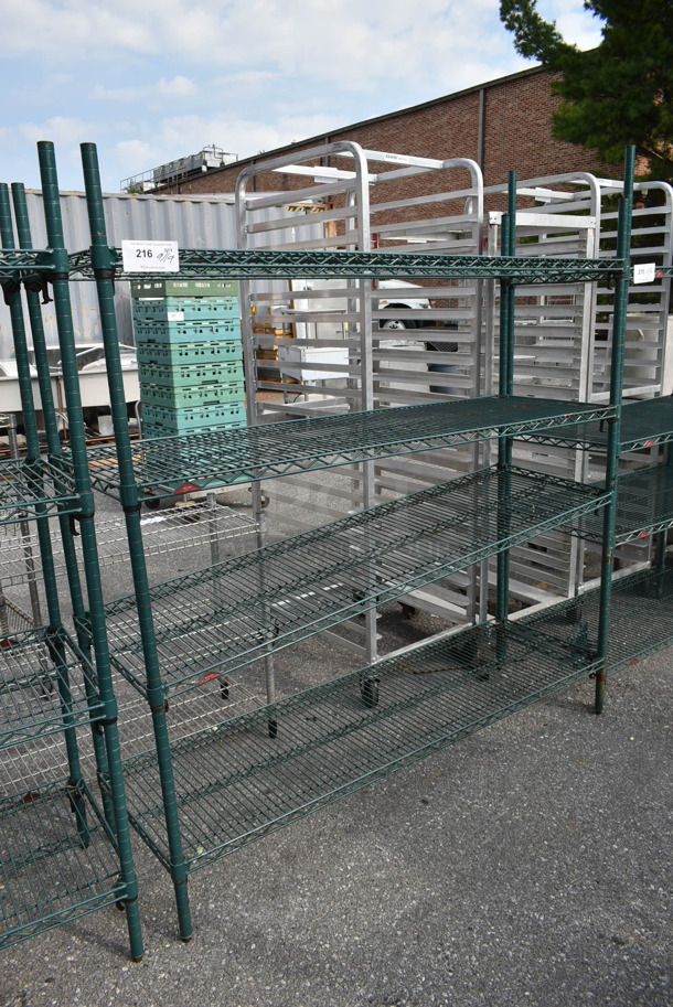 Metro Green Finish 4 Tier Wire Shelving Unit. BUYER MUST DISMANTLE. PCI CANNOT DISMANTLE FOR SHIPPING. PLEASE CONSIDER FREIGHT CHARGES. - Image 2 of 2