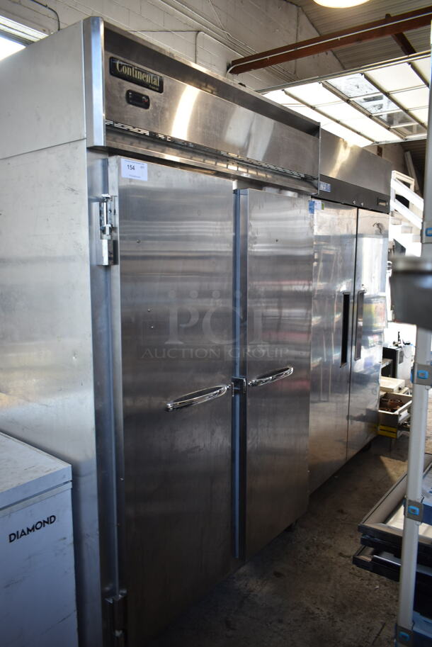 Continental 2FN Stainless Steel Commercial 2 Door Reach In Freezer w/ Poly Coated Racks. 115 Volts, 1 Phase. Tested and Working! - Image 1 of 9