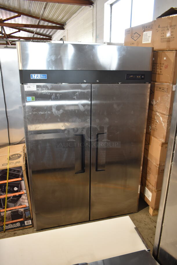 Turbo Air M3F47-2 Stainless Steel Commercial 2 Door Reach In Freezer w/ Poly Coated Racks and Commercial Casters. 115 Volts, 1 Phase. Tested and Powers On But Does Not Get Cold - Image 1 of 7