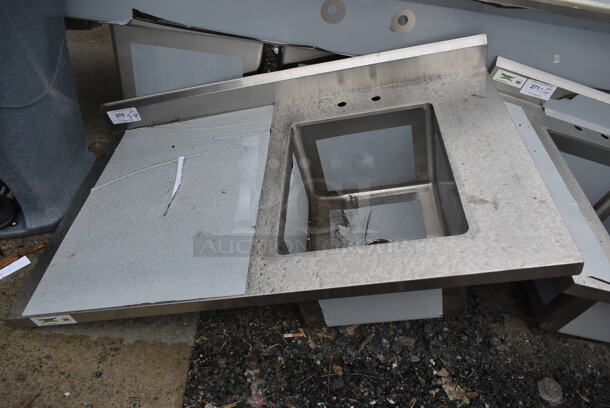 BRAND NEW SCRATCH AND DENT! Regency 600St3048R Stainless Steel Commercial Table w/ Sink Bay. No Legs. - Image 1 of 5