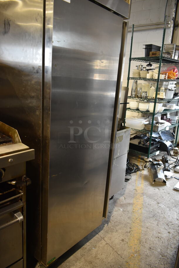 Coldline M28R Stainless Steel Commercial Single Door Reach In Cooler w/ Poly Coated Racks on Commercial Casters. 115 Volts, 1 Phase. Tested and Working! - Image 3 of 6