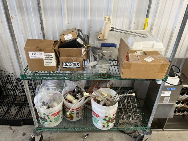 ALL ONE MONEY! Lot of 2 Tiers of Various Ice Cream Machine Parts for Taylor Ice Cream Machine. Includes Augers, Front Panel and Various Parts